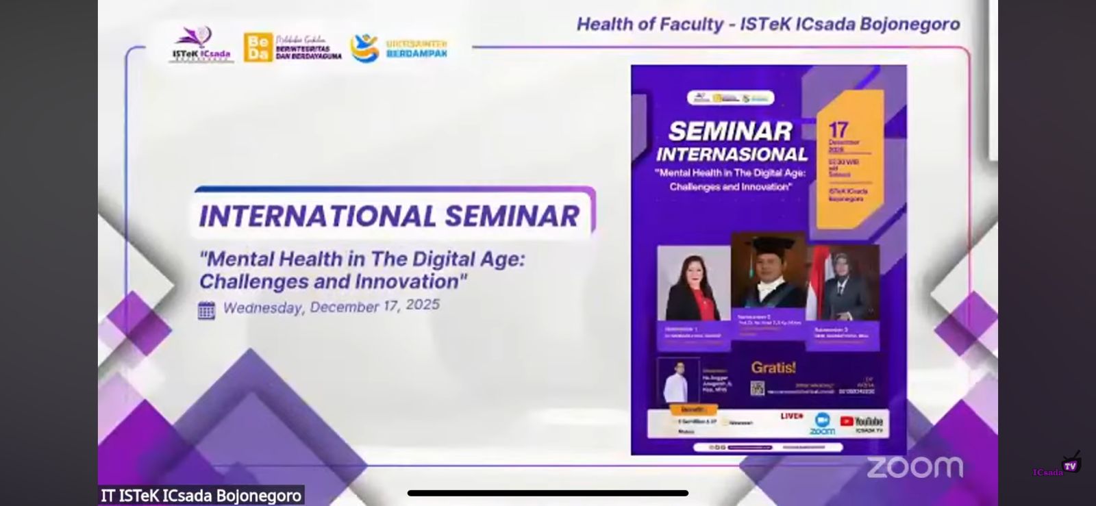 Fakultas Kesehatan ISTeK ICsada Bojonegoro Sukses Gelar Seminar Internasional Bahas Kesehatan Mental di Era Digital